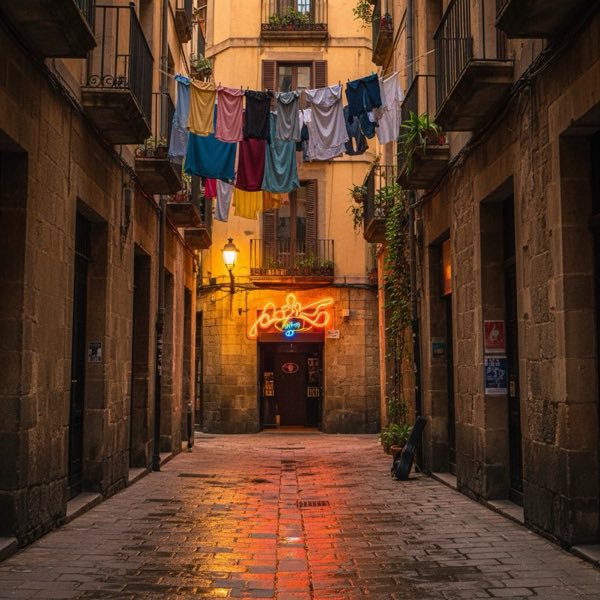 Sala de música en el Barrio Gótico de Barcelona